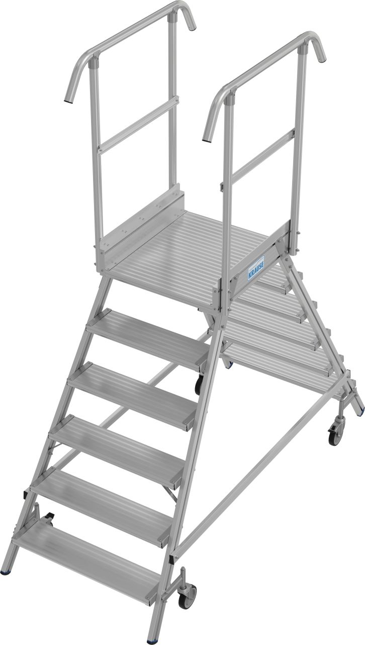 Двухсторонняя передвижная лестница с платформой Krause STABILO 2x6 ступеней 821225