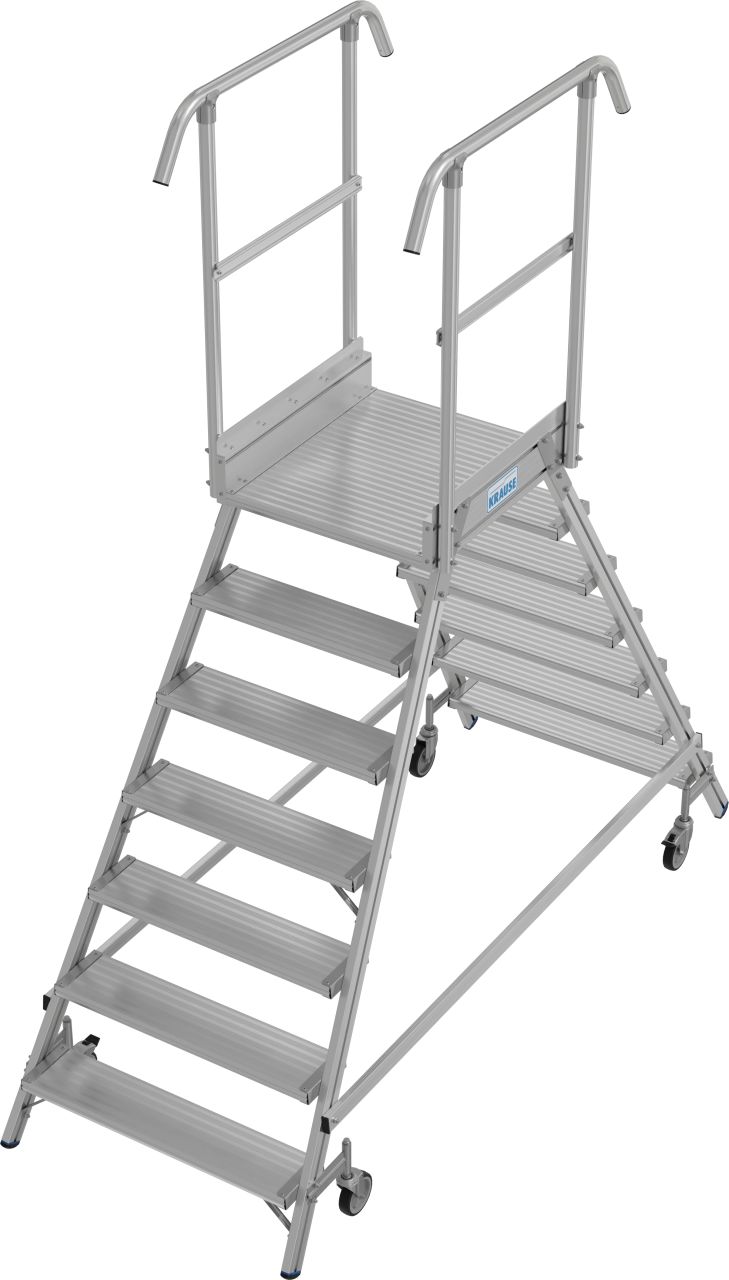 Двухсторонняя передвижная лестница с платформой Krause STABILO 2x7 ступеней 821232